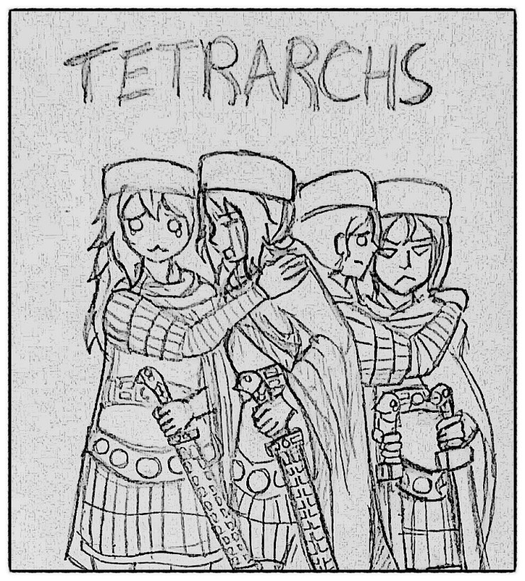 На пике изображены римские тетрархи, оплакивающие погибшую империю.