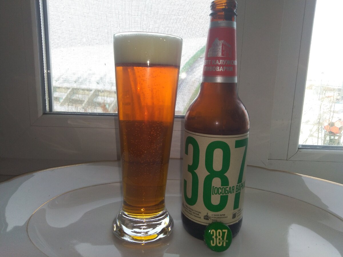 Довольно крепкое пиво "Особая Варка 387" - алк. 6,8%, плотность 13,8%.