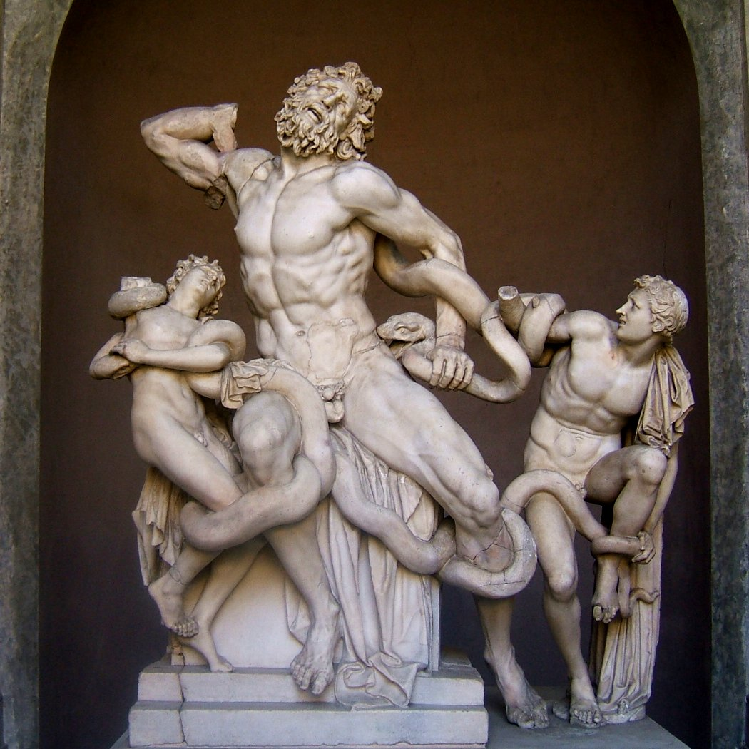 Лаокоон и его сыновья. I век до н.э. или I век н.э. Мрамор, высота 2,44 метра. Ватикан, музей Пия Климента, Рим