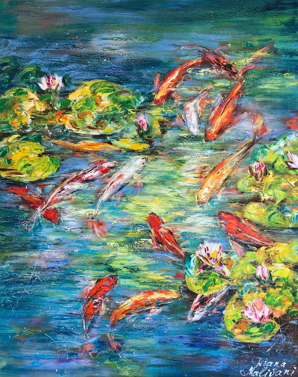 "Рыбы" (150/120 см, холст/масло, 2019 г.)  - Художник Диана Маливани
