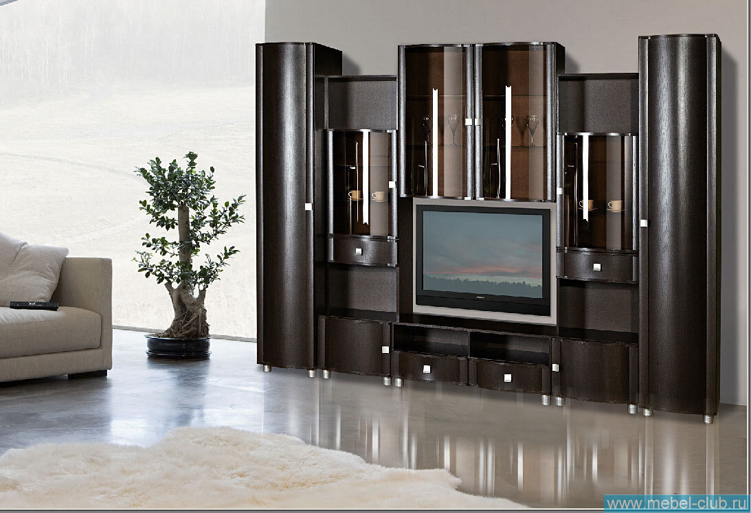 Модульная гостиная Камелия | Комплектация 08 | длина 3,1 метра, цвет дуб венге