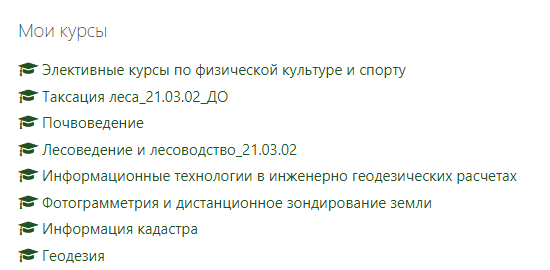 Полный список предметов по моему направлению:  зайдя на любой курс, можно просмотреть обновления по заданиям и лекционным материалам