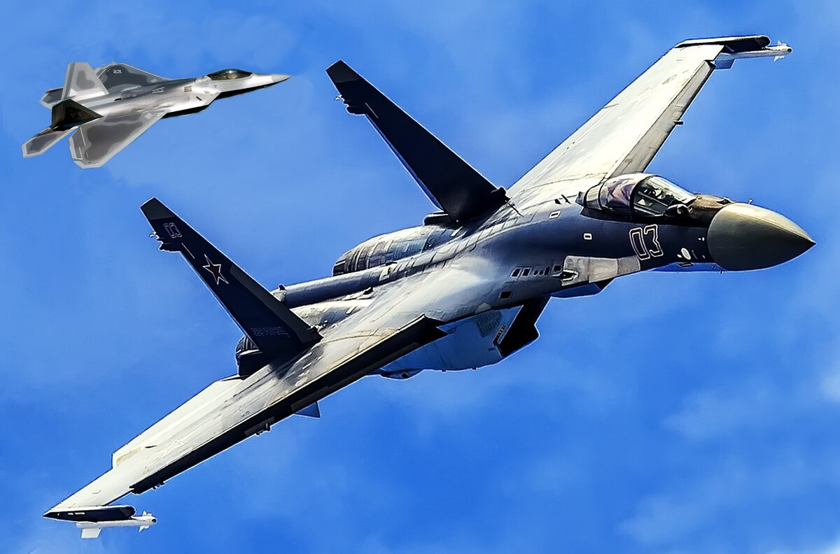 F-22 и Су-35С. Иллюстрация не несет никакой смысловой нагрузки.