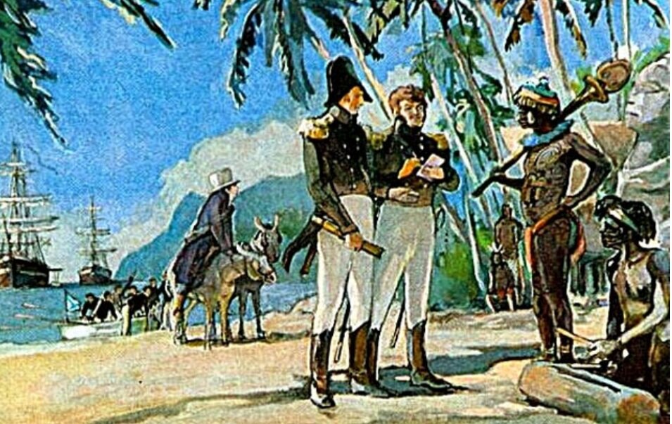 Капитаны Крузенштерн и Лисянский в кругосветном плавании.