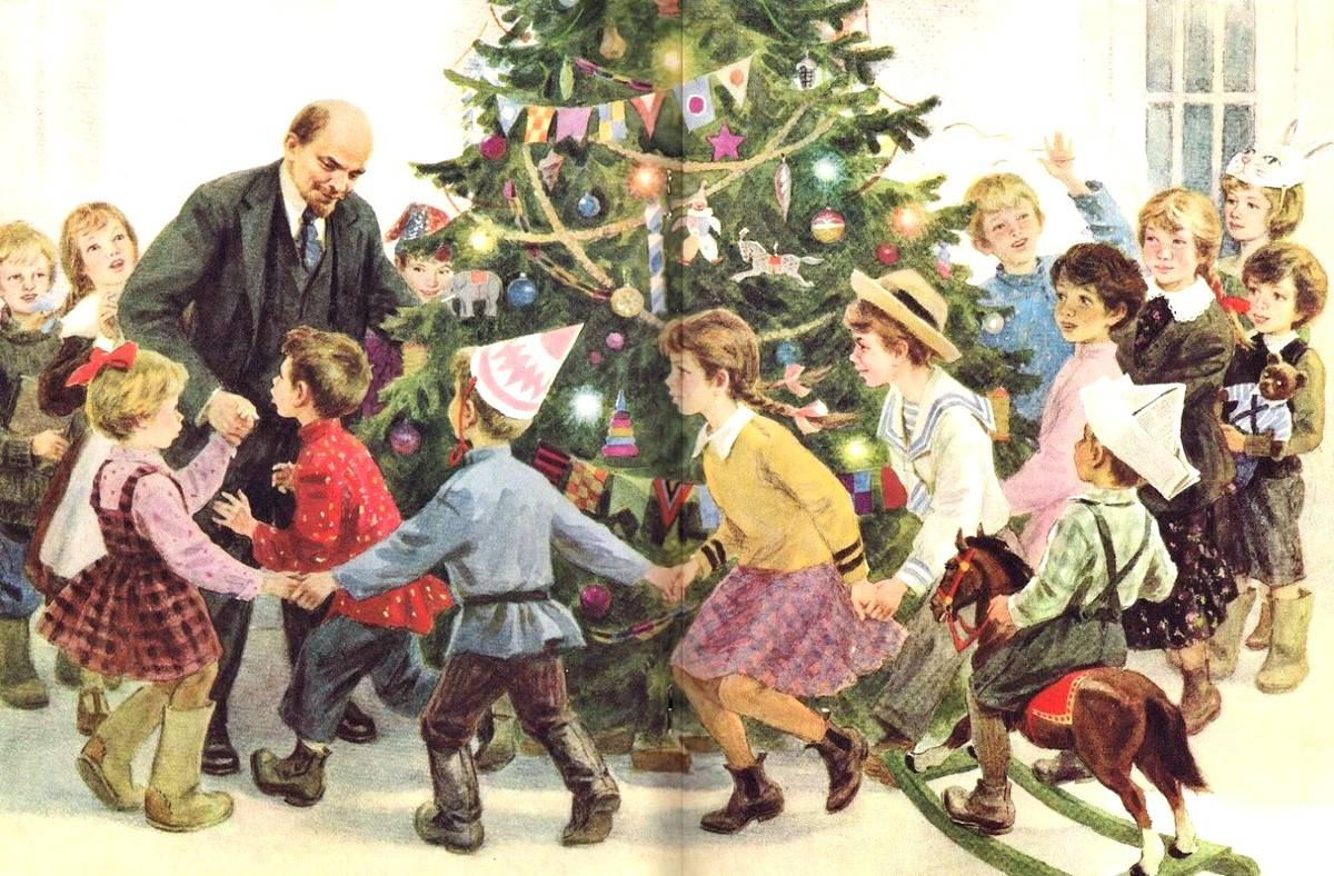 Образование нового года в россии. Ленин на елке в Сокольниках. Новогодний праздник для детей. Новогодний праздник живопись.