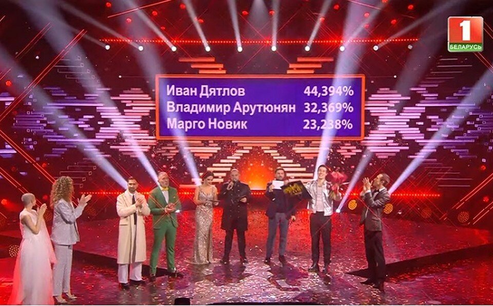     Результаты голосования зрителей. Скрин видео "Беларусь 1"