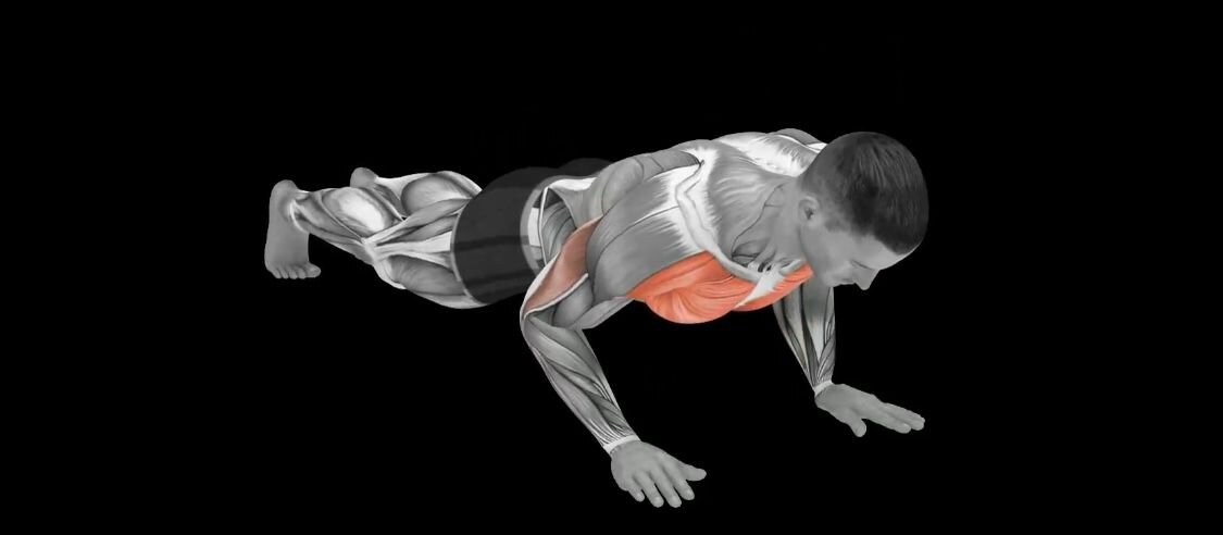 2 упражнение: Отжимание от пола со средней постановкой рук.