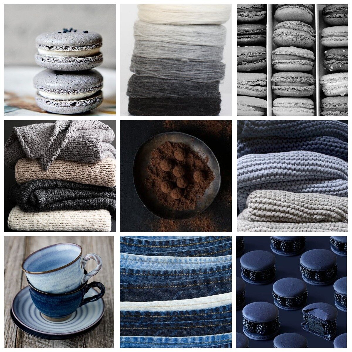 Серый, синий, чёрный, коричневый.