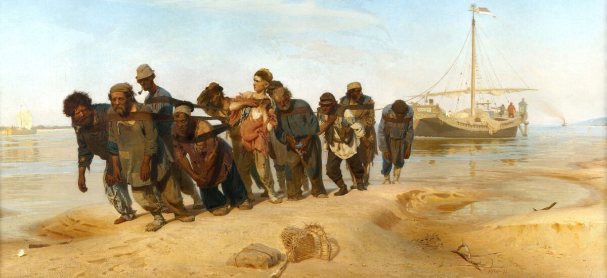 Картина Репина "Бурлаки на Волге". С сайта Русского музей в Санкт-Петербурге, где хранится картина: https://rusmuseumvrm.ru/data/collections/painting/19_20/zh_4056/