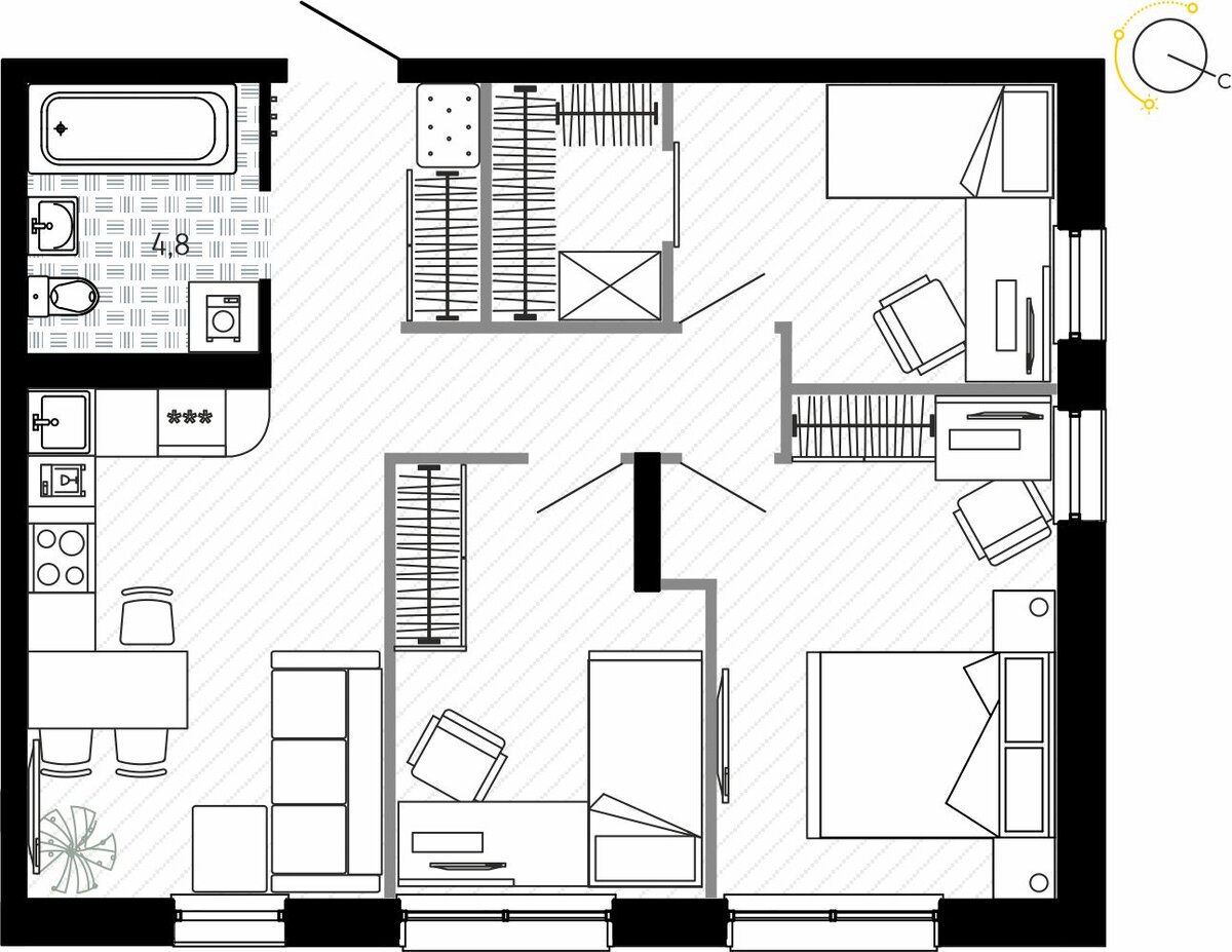 Подойдет для семей из четырех человек