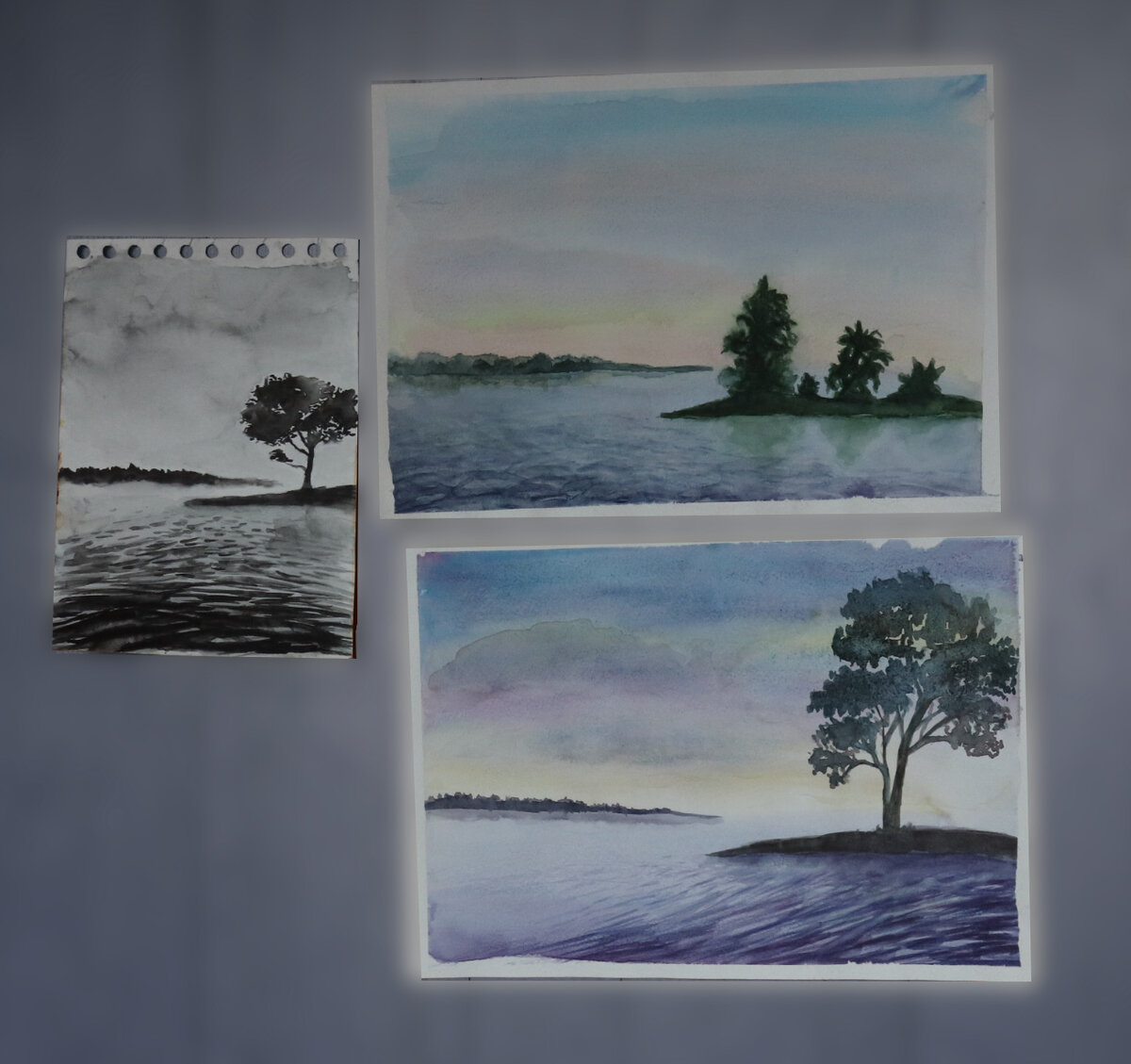 Тут все почти то же самое(только я переклеила их - так, чтобы клячка не была заметна), но освещение при фотографировании было другое, темнее. И поэтому цвета кажутся уже другими. Вообще, мало нарисовать что-то - важно еще и уметь это сфоткать. Так что это тоже отчасти творческий эксперимент.