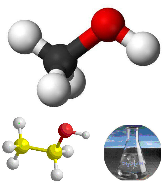 ФОТО МОЛЕКУЛ ЭТИЛОВОГО И МЕТИЛОВОГО СПИРТА. МЕТИЛОВЫЙ СПИРТ РАЗРУШАЕТ ПЕЧЕНЬ. ПОЧКИ И ОРГАНИЗМ ЧЕЛОВЕКА В ТЕЧЕНИЕ НЕСКОЛЬКИХ ЧАСОВ. А ЭТИЛОВЫЙ СПИРТ  ЕСЛИ ПИТЬ ЕГО ПО ГРАММ 50. КАК ПРЕМЬЕР МИНИСТР ВЕЛИКОБРИТАНИИ У. ЧЕРЧИЛЛЬ АРМЯНСКОГО КОНЬЯКА ОТ СТАЛИНА И.В. ТО МОЖНО ПРОЖИТЬ И ДО 96 ЛЕТ.