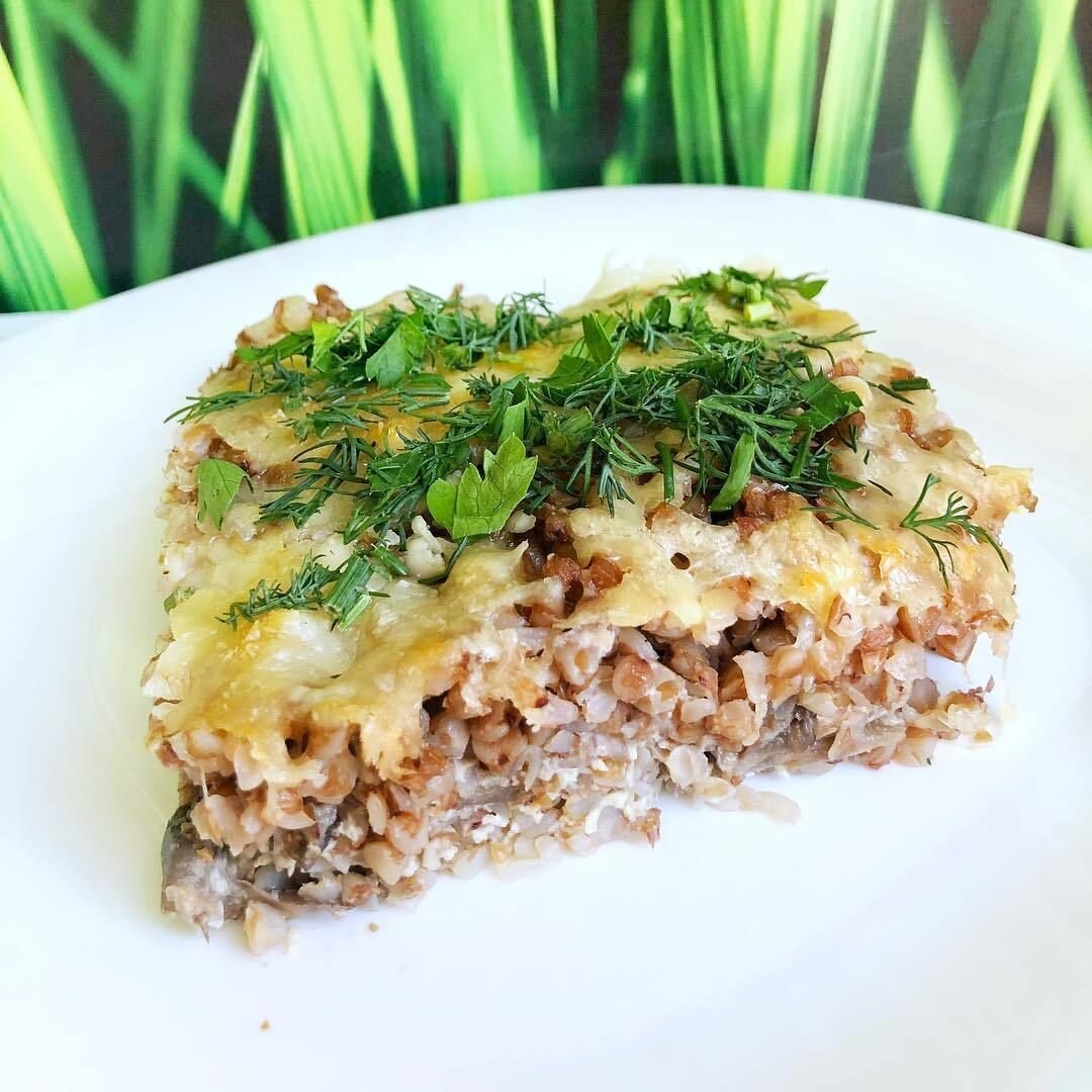 Гречка с грибами и сыром