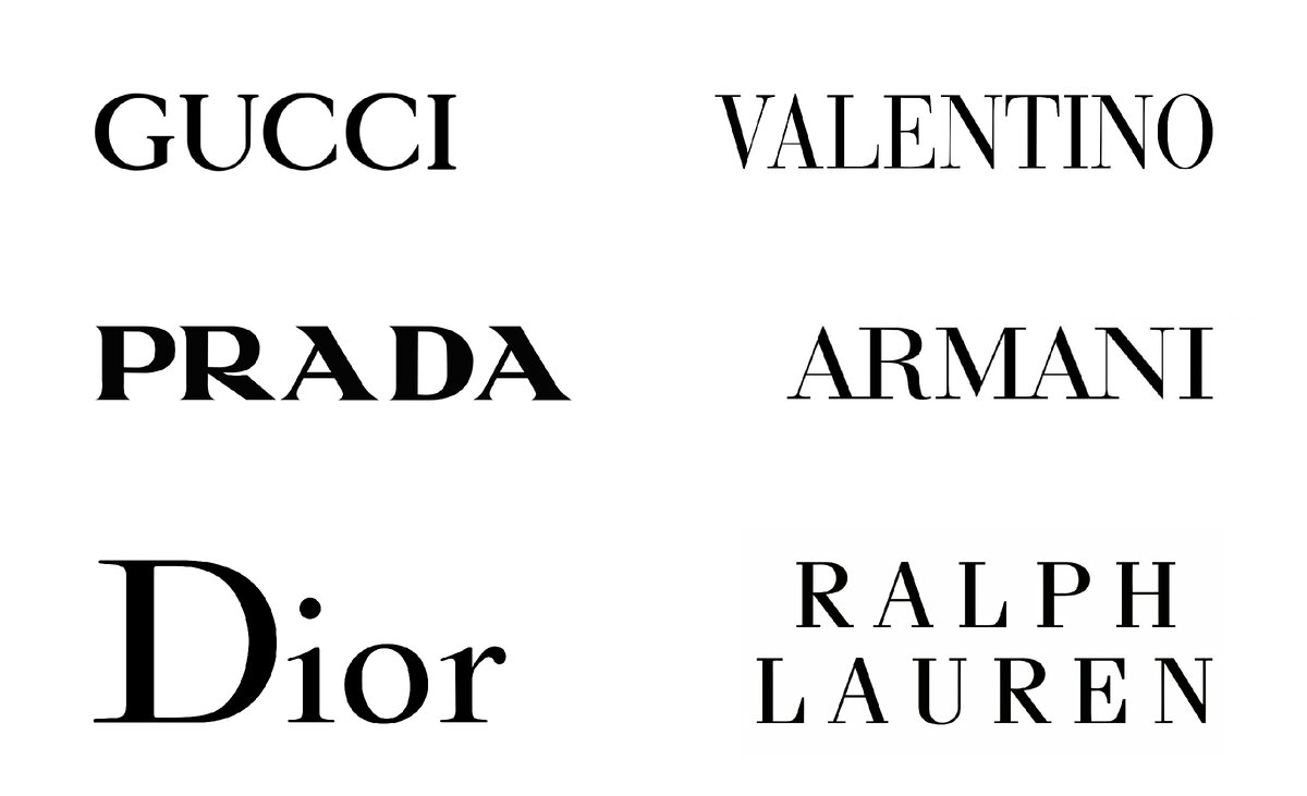 Логотипы известных люксовых брендов с изящной антиквой