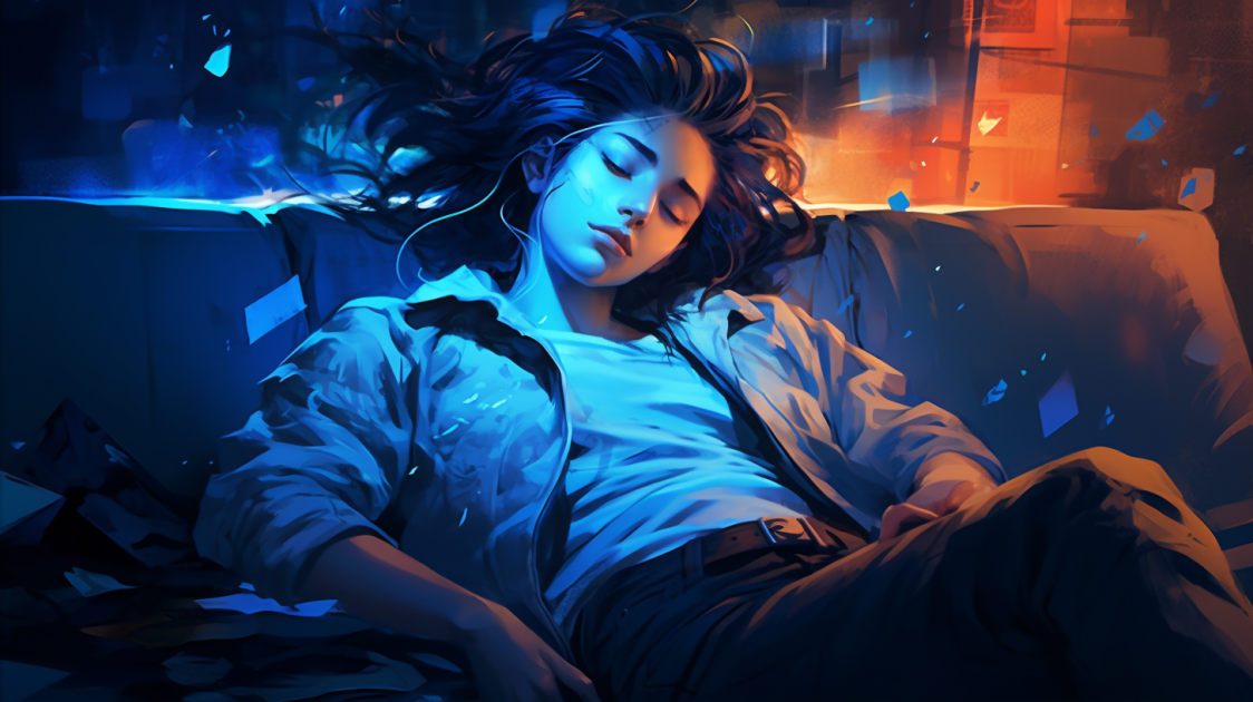  Спящая девушка (создано в нейросети midjourney/Floh)
