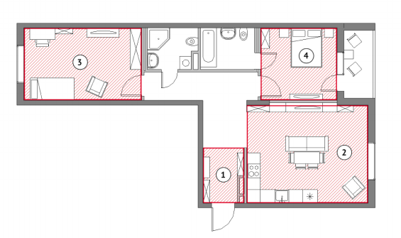 Квартира №1 74 м2