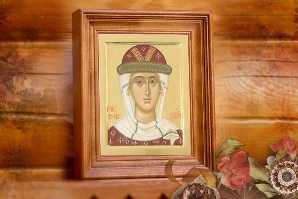     Писаная икона святой Софии Слуцкой работы иконописной мастерской Свято-Елисаветинского монастыря. Фото: obitel-minsk.ru