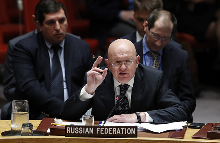    Постпред России при ООН Василий Небензя на заседании Совбеза ООН.Zuma/ТАСС