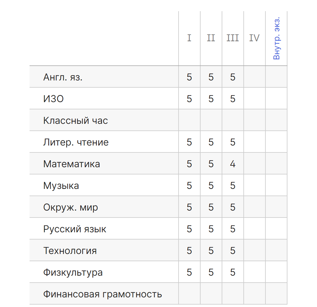 Итоговые оценки за этот год