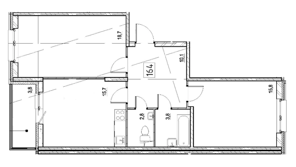Планировка в  новостройке 70 м² Стоимость 16.млн руб. Класс дома Комфорт + 