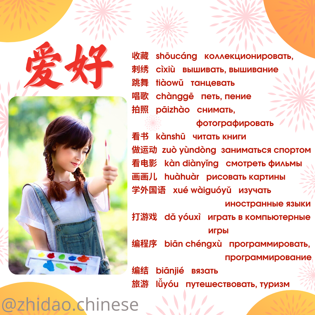 Подборка: Хобби (爱好) 👩‍🎨 | Китайский язык Zhidao.Chinese | Дзен