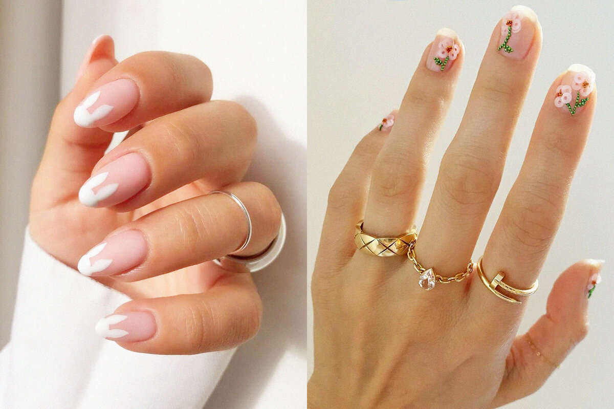     Френч с кроликами, цветы из бисера на ногтях и не только: 5 нежнейших идей маникюра к Пасхе