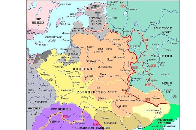 Западная граница России после подписания "Вечного мира" 1686г.