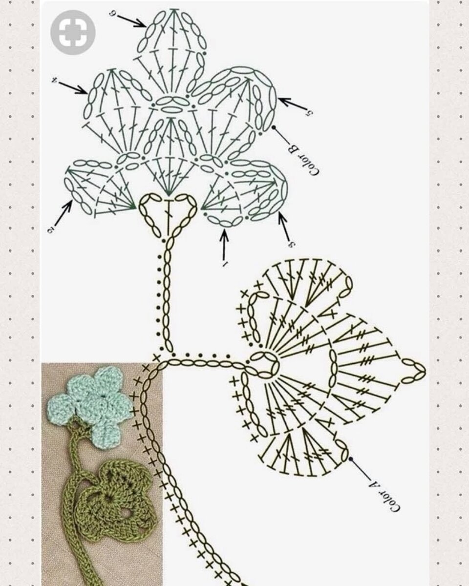 Закладка цветок крючком схема