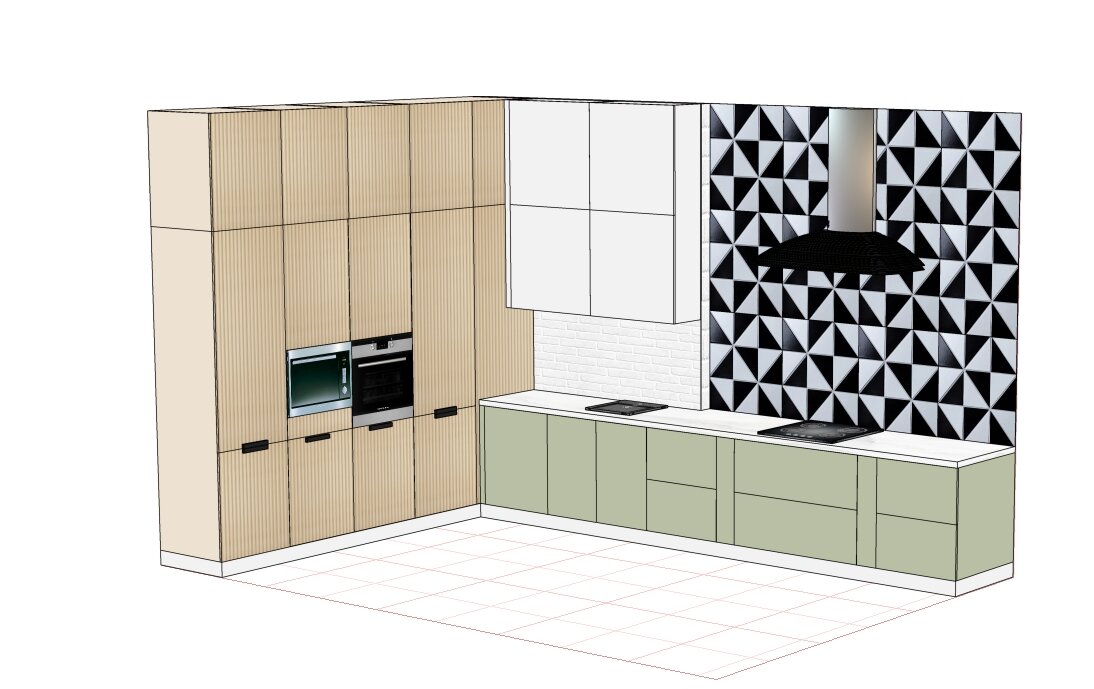 3-д эскиз изначальной кухни.