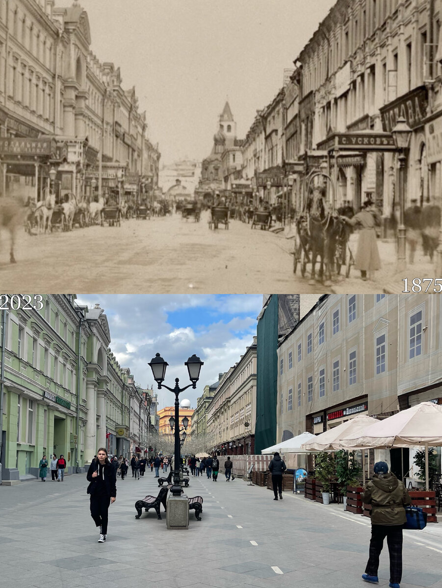 Никольская улица в Москве. Было/стало | Now&Then Russia | Дзен