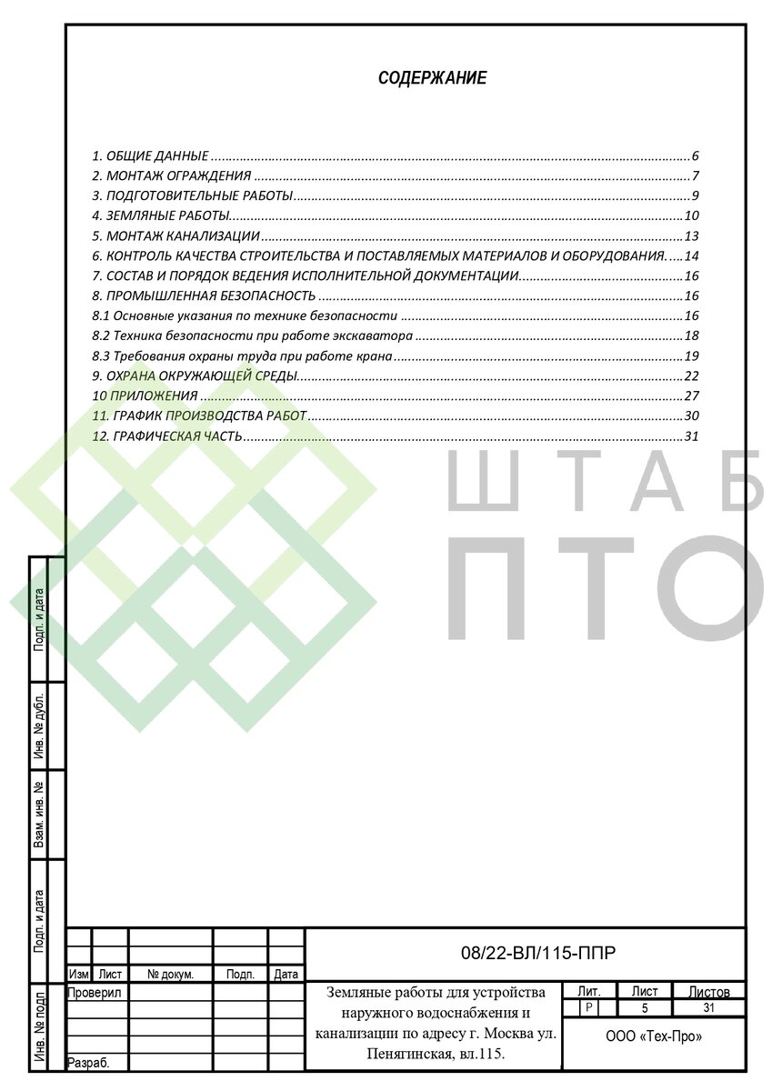 ППР на выполнения земляных работ в г. Москва. Пример работы. | ШТАБ ПТО |  Разработка ППР, ИД, смет в строительстве | Дзен