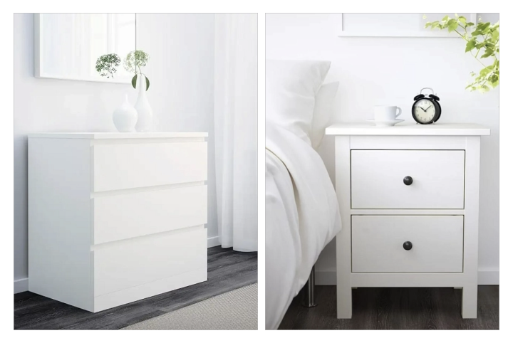 Комод Стефани 1 белый МАЛЬМ Икеа (IKEA) и Тумба прикроватная Хемнес 1 Икеа (IKEA) 
