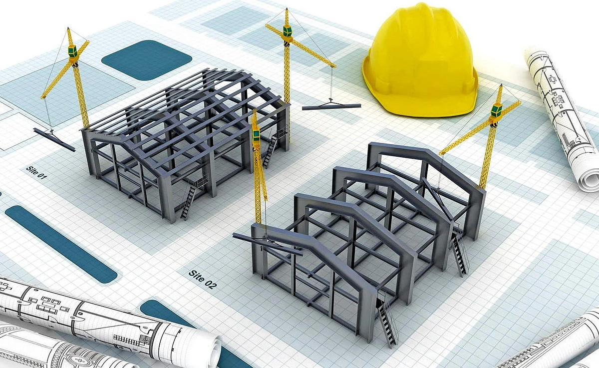 строительные металлоконструкции. стройка здания. возведение зданий и сооружений. строящееся здание. объекты организации строительного производства.