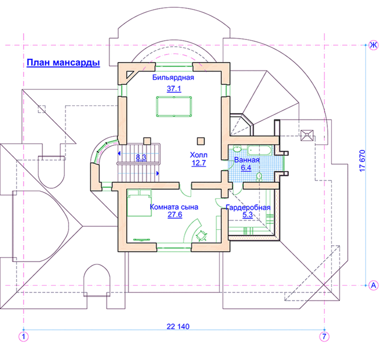 Проект двухэтажного дома 800 м2 с цокольным этажом в стиле модернизма - AG-2