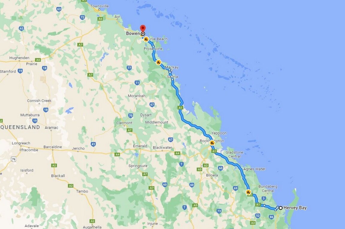 От Харви Бэй до Боуэна - 900 км