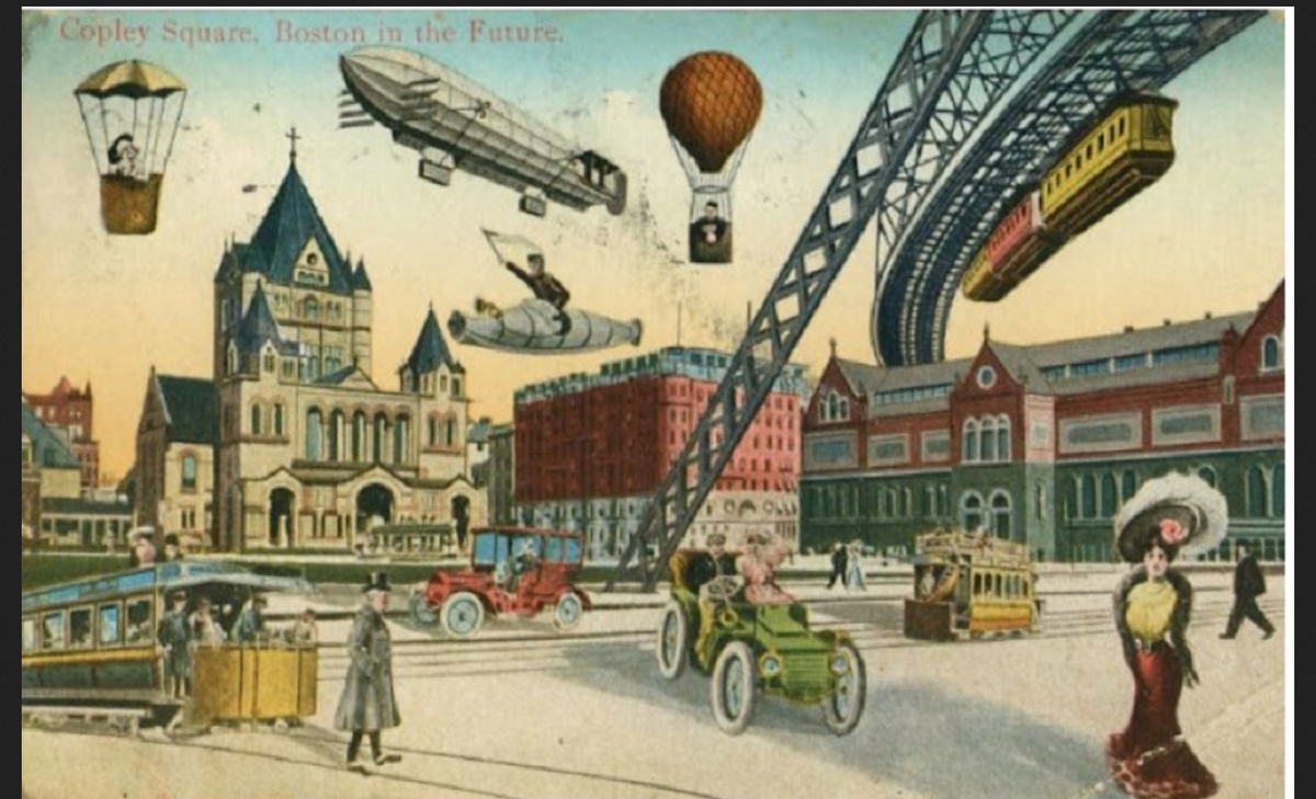 Открытка начала ХХ века о будущем. 