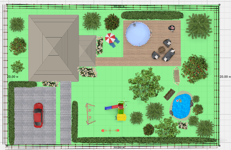 Создаем план участка и место под пруд