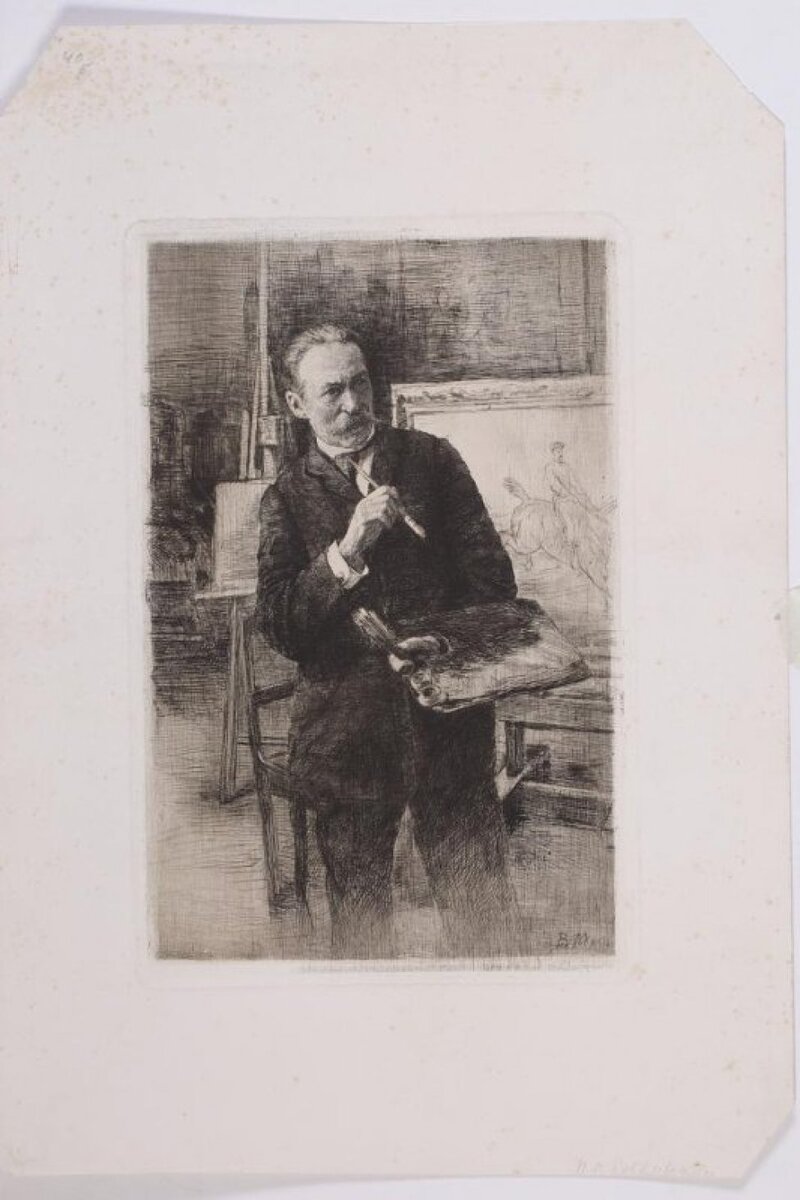 Матэ Василий Васильевич. Портрет художника Ковалевского. Гравюра 1906. 