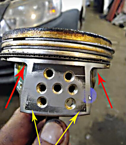 Рисунок 1. Поршень после пробега 70000 км и "якобы" после перегрева