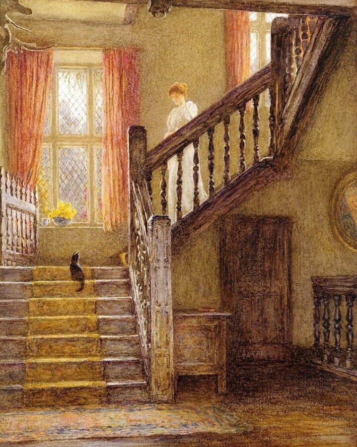 Лестница, Уиттингтон-Корт. Акварель.