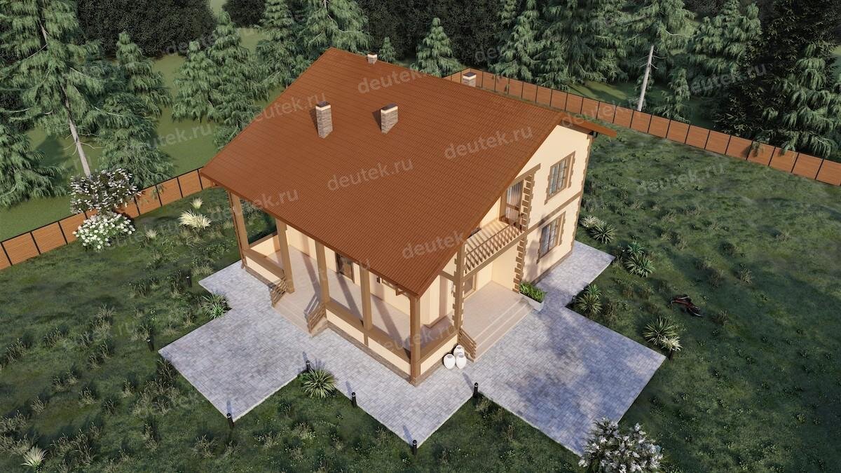 Проект двухэтажного дома 212 м2 с балконом и террасой - DTE83