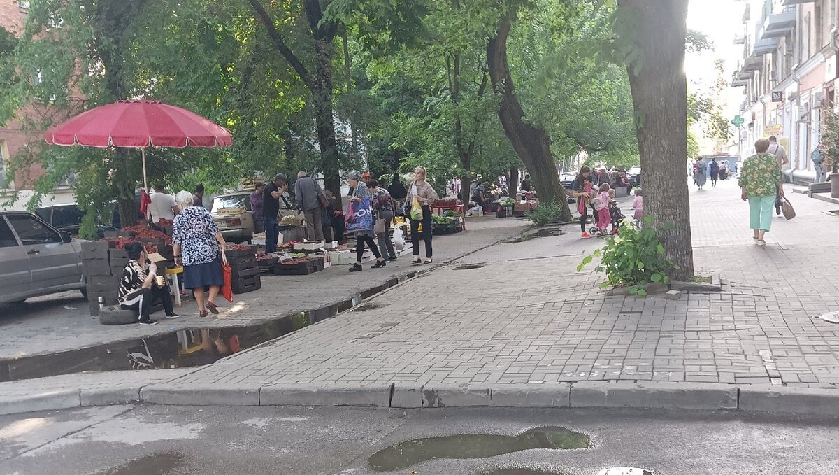     Уже несколько лет продолжается противостояние властей Ростова и нелегальных торговцев на улице Сержантова. У здания Росгвардии незаконно продают фрукты и овощи, носки, трусы, а до недавнего времени у входа в здание силовиков торговали даже живой рыбой, сообщали нам в редакцию местные жители.