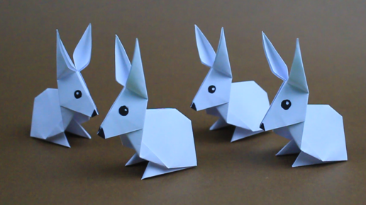 Пошаговые схемы сборки зайчиков в технике оригами