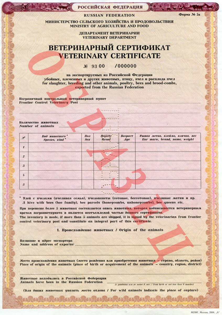 Международный ветеринарный сертификат. Ветеринарный сертификат формы 5а. Ветеринарный сертификат образец.