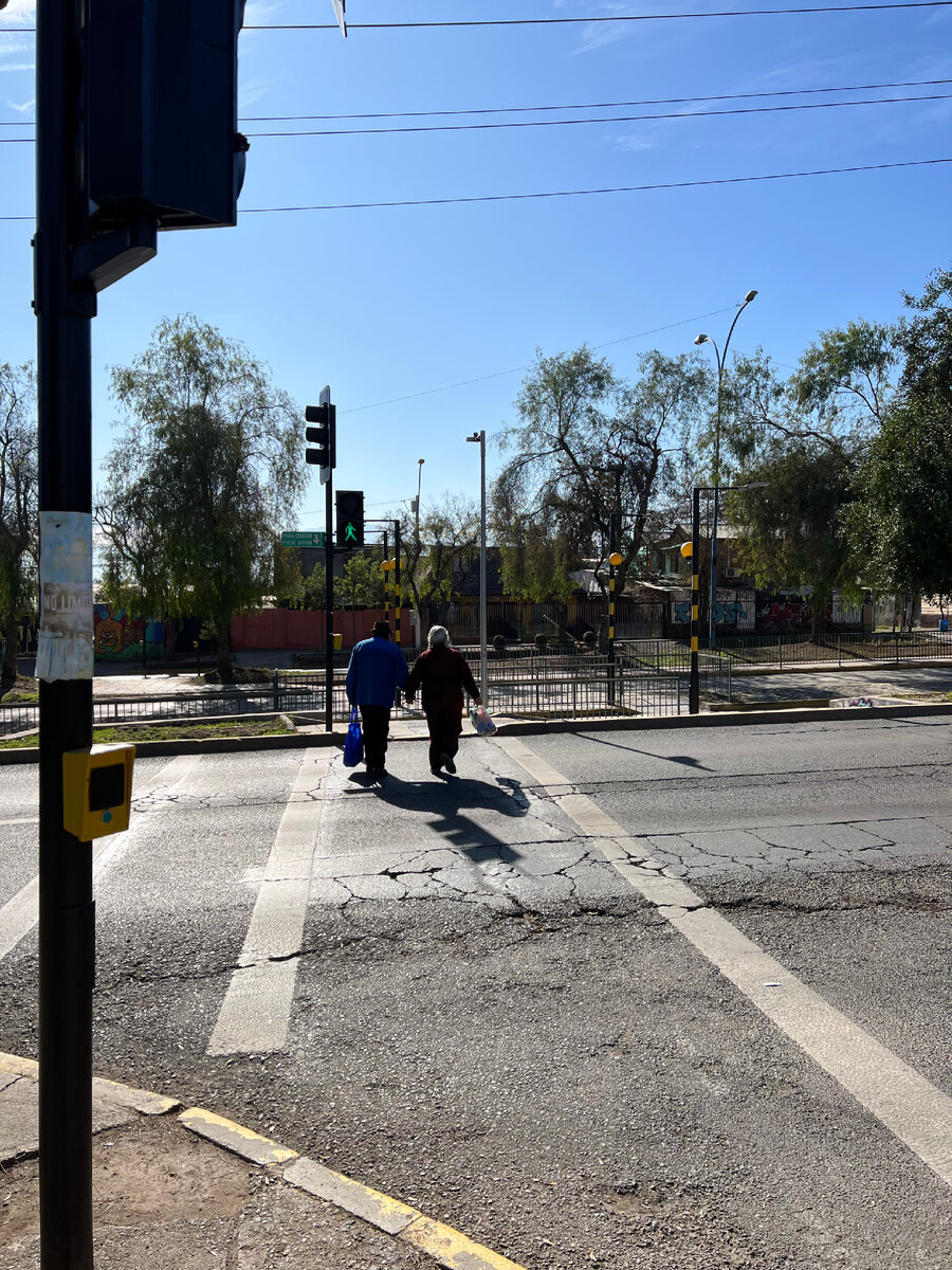 Дедуля и бабуля чилийские прогуливаются) Бабуля с двумя косичками)