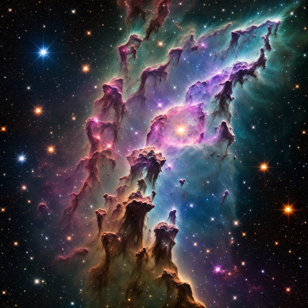 Рождение новых звёзд в молекулярной туманности. Нейросеть. Рождение звёзд это тема предпоследнего сюжета фильма.