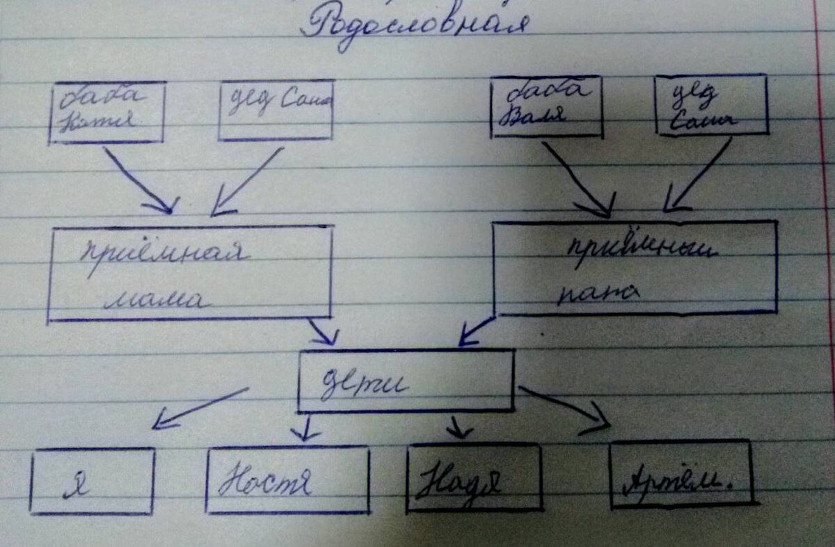 Родословная в виде таблицы или схемы