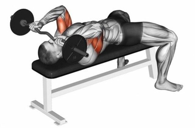 Lying Barbell Triceps Extensions