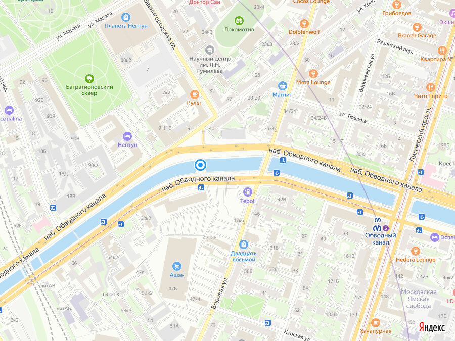 © yandex.ru/map-constructor (Место, где некогда предположительно находился мост)