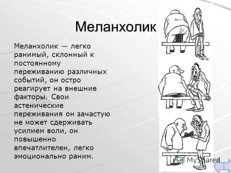 Кто такой тип. Меланхолик. Меланхолический Тип темперамента. Темперамент меланхолик. Тип личности меланхолик характеризуется.